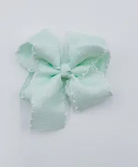 Mint Bow White Picot Trim