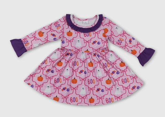 Pink Bow Ghost Bow LS Dress