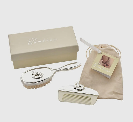 Silver Plated Rocking Horse Brush Set