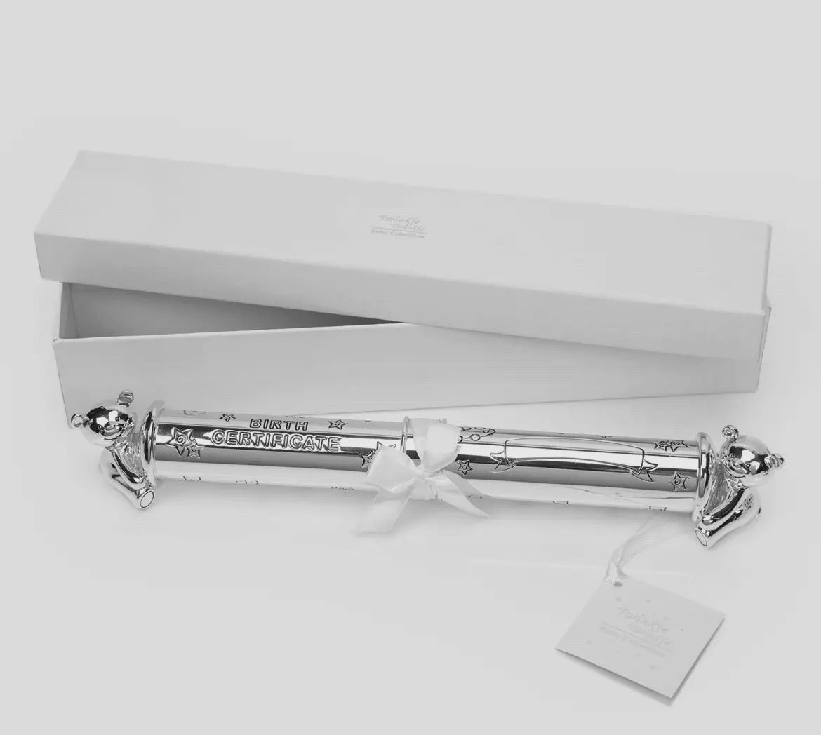 Silver Plated Twinkle Twinkle Birth Certificate Holder