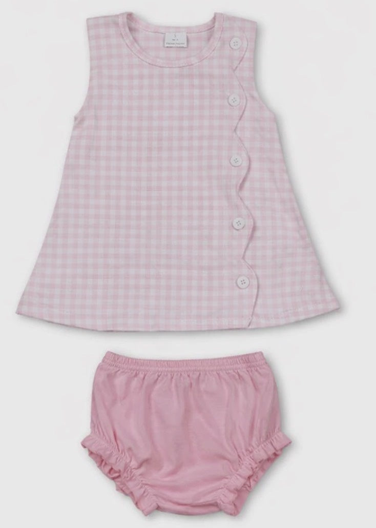 Pink gingham diaper set