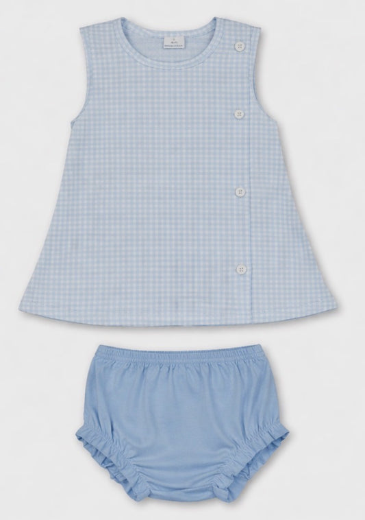 Blue Gingham Diaper Set