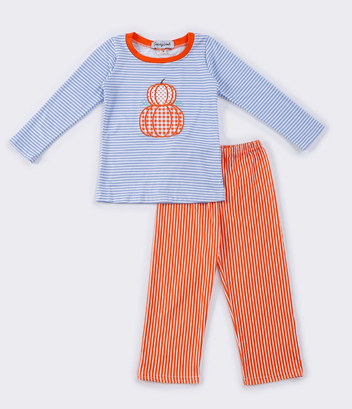 Blue Stripe Pumpkin LS T Shirt