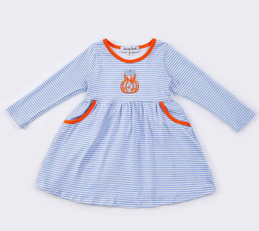 Blue Stripe Pumpkin Dress