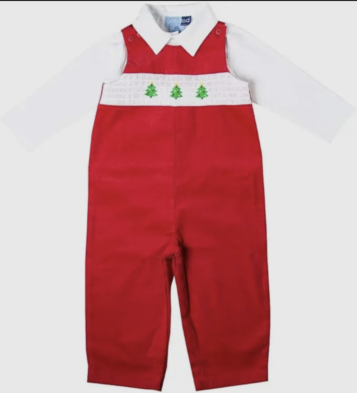 Smocked Red Corduroy Longall Set