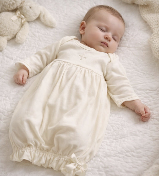 Squiggles Cross Lap Gown Ivory