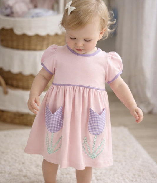 Squiggles Pink Tulip Dress