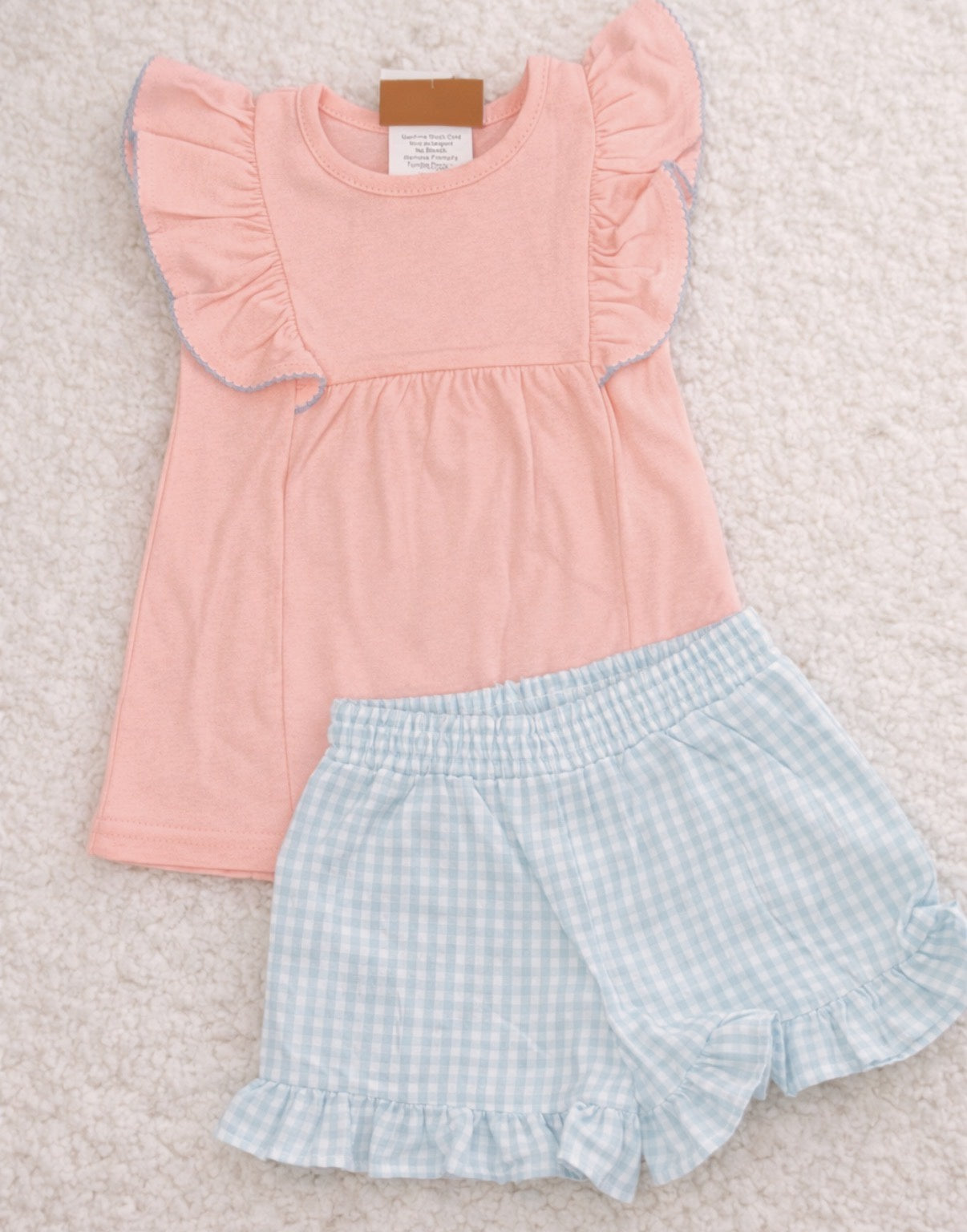 Juliana Short Set- Peach & Aqua