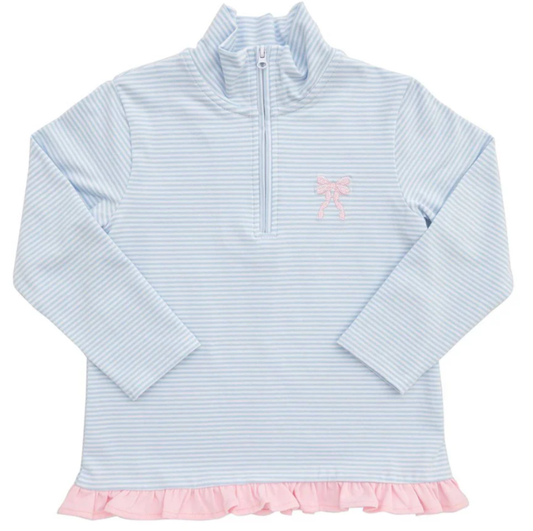 Itsy Bitsy Bow Ruffle 1/4 Zip Pullover