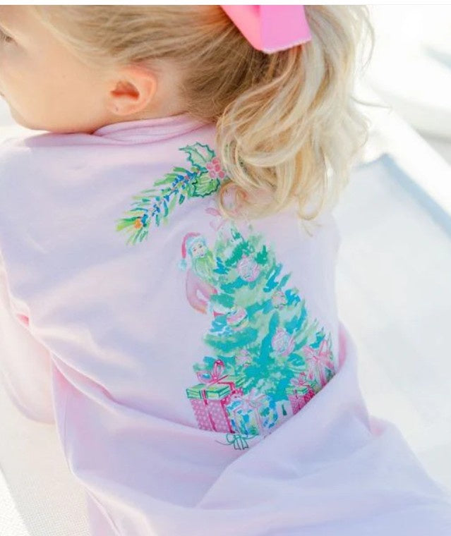 L/S Santa & Tree Pink T Shirt