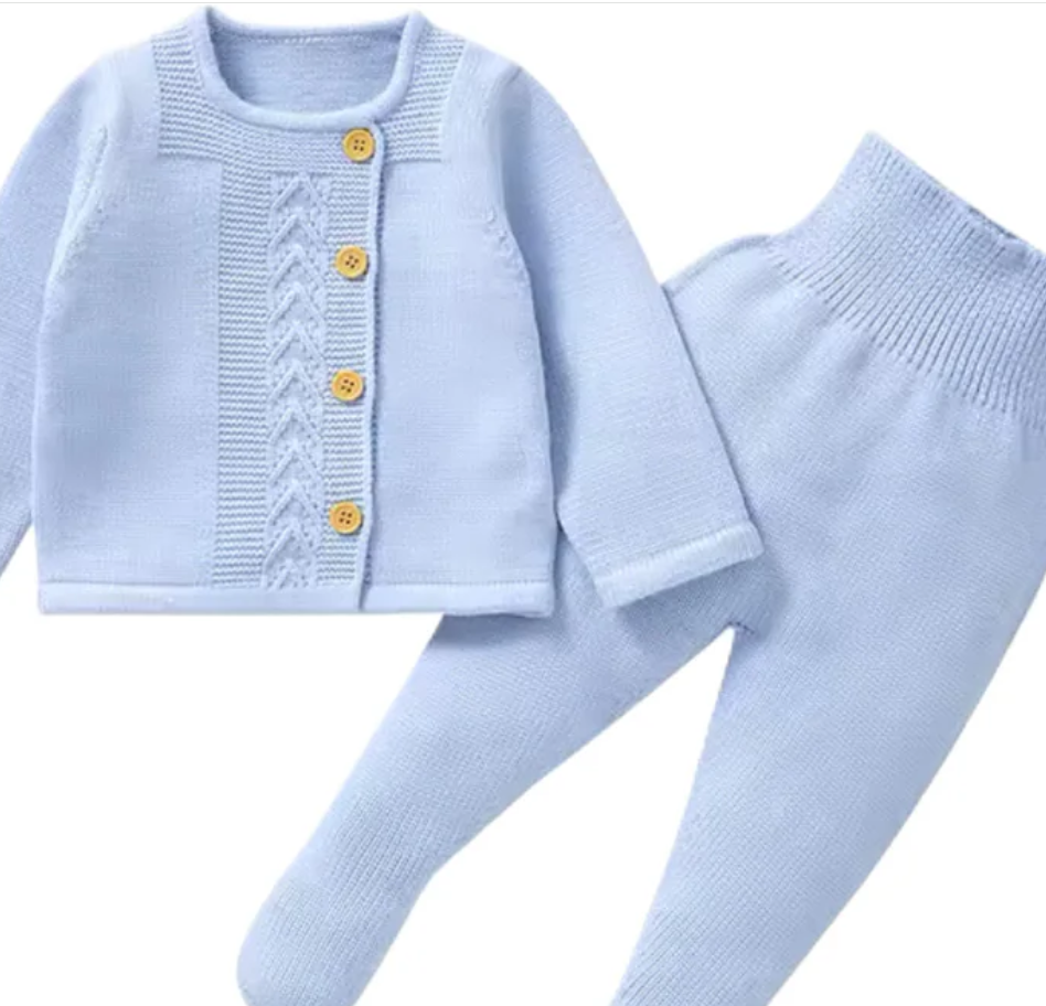 Blue Infant Knit Cardigan Set