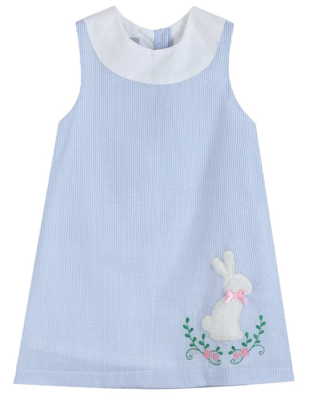 Seersucker Fuzzy Bunny Swing Dress