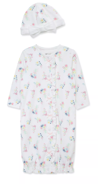 Little Me- Floral Gown Hat Set