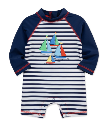 Little Me- Navy Sailboat Rashguard Swim