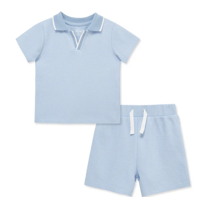 Light Blue pOLO 2 Piece Short Set