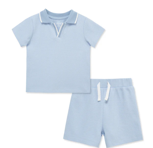 Light Blue pOLO 2 Piece Short Set