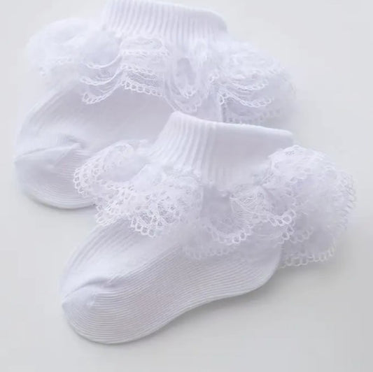 White Lace Crew Sock
