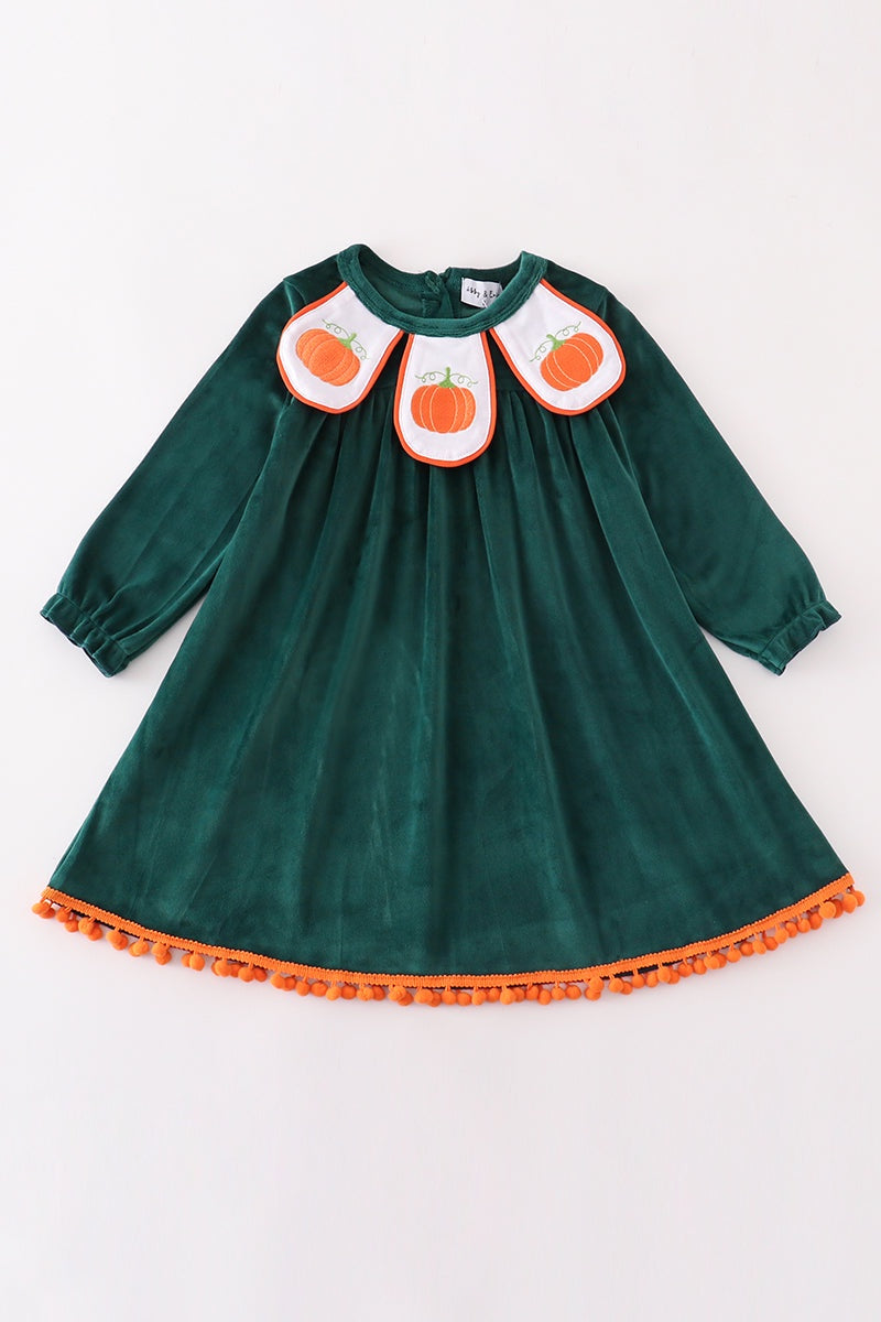Velvet Green Embd Pumpkin Dress
