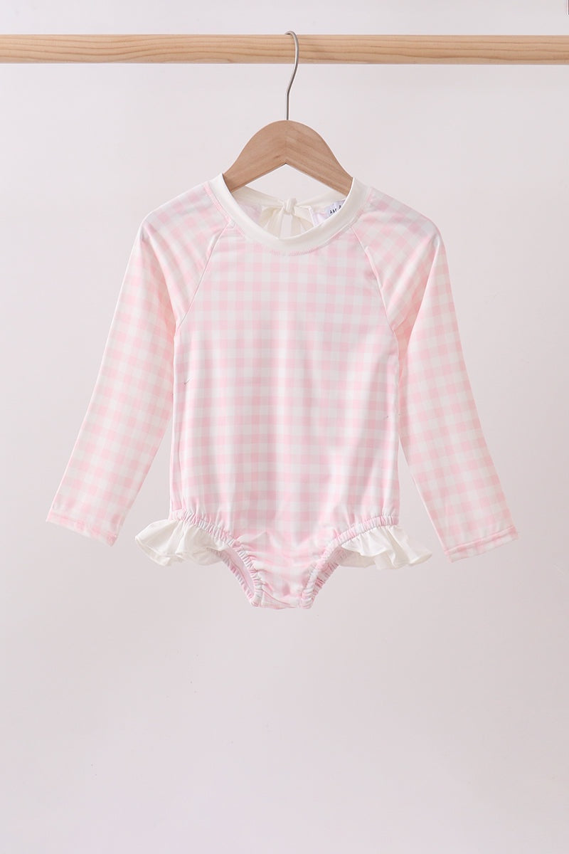 Pink Plaid UPF Rashguard Swim