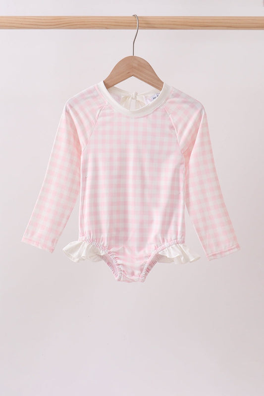 Pink Plaid UPF Rashguard Swim