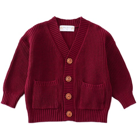 Maroon Pocket Cardigan
