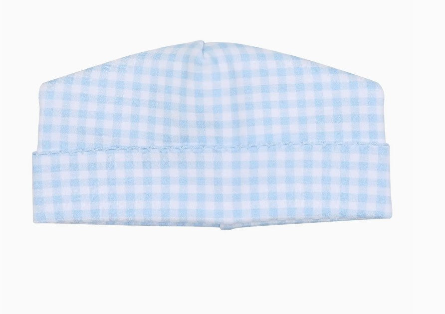 Blue Mini Checks Baby Hat