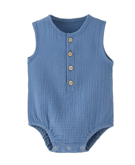 Blue Muslin Romper