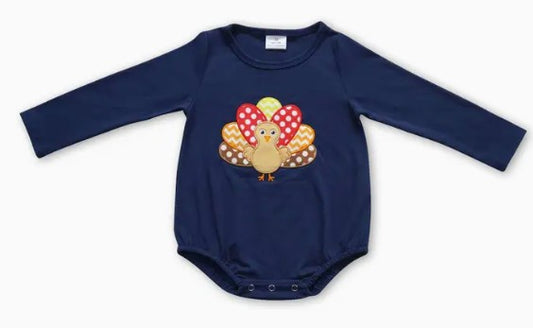 Navy Turkey App Romper