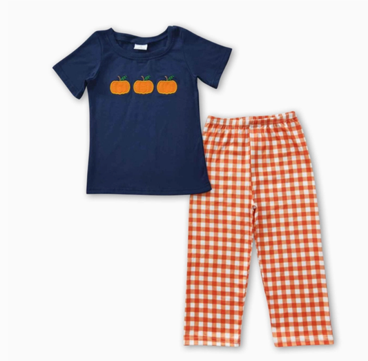 Navy Pumpkin App Long Pant Set