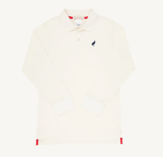 Prim & Proper LS Polo- Palmetto Pearl