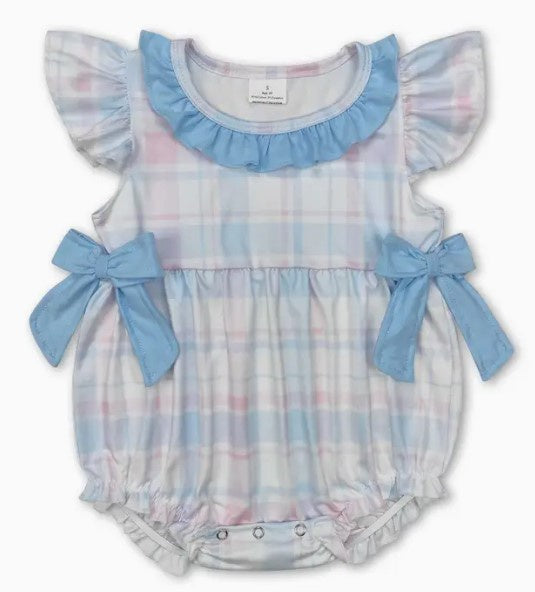 Pastel Plaid Side Bow Bubble