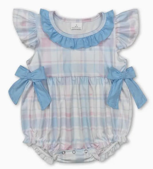 Pastel Plaid Side Bow Bubble