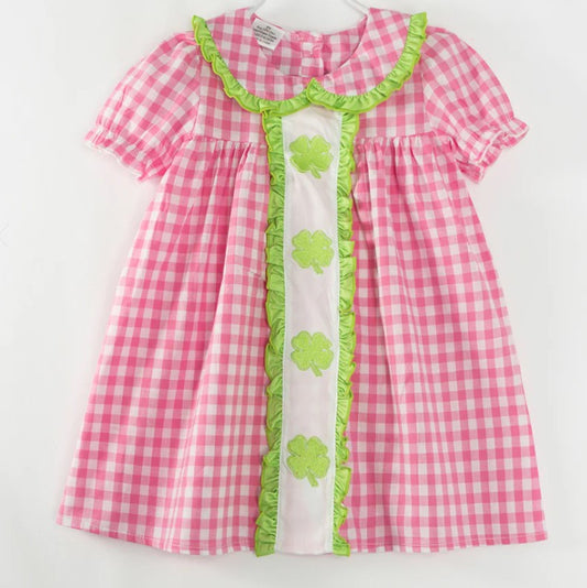 Pink Gingham St Patty's Woven Dress