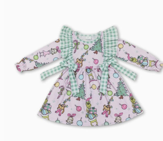 Pink Grinch Print Dress