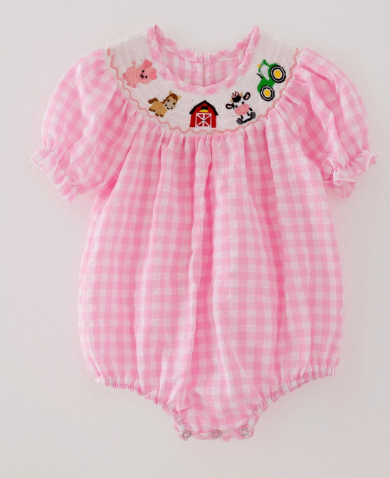 Pink Smocked Farm Bubble