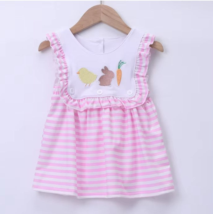 Pink Stripe Embd Easter Dress