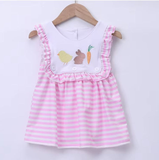 Pink Stripe Embd Easter Dress