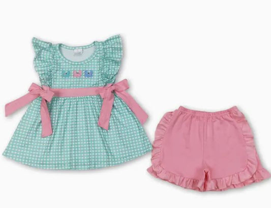 Pink & Aqua Gingham Crab Outfit