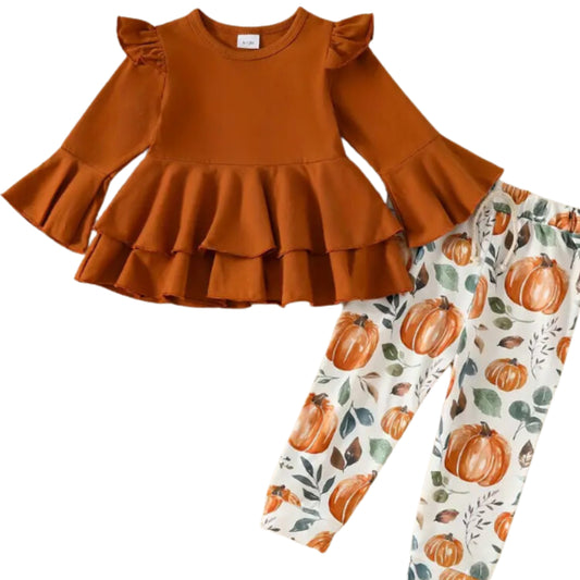 Pumpkin Leggings Trumpet Sleeves