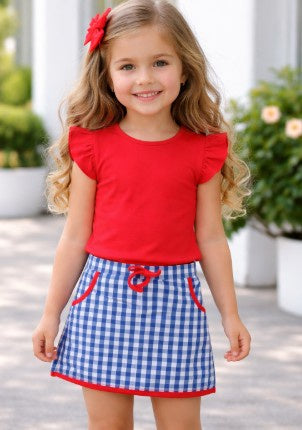 Remi Skort Set- Red & Blue