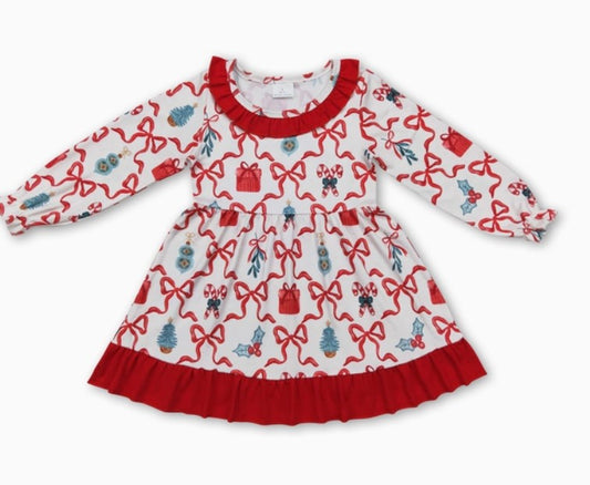 LS Red Bow Christmas Dress