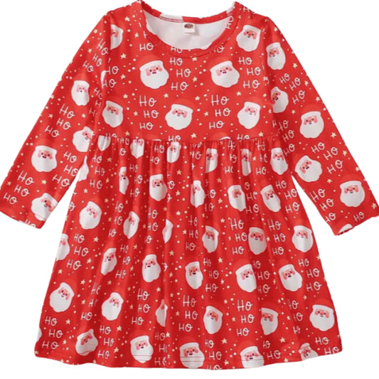 Red Ho Ho Ho LS Santa Dress