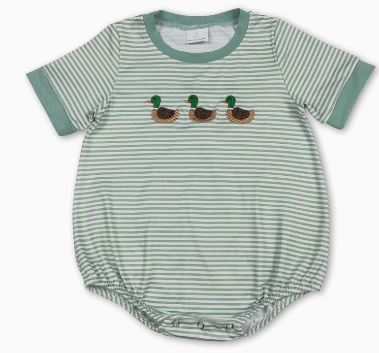 Green Stripe Embd Duck Bubble