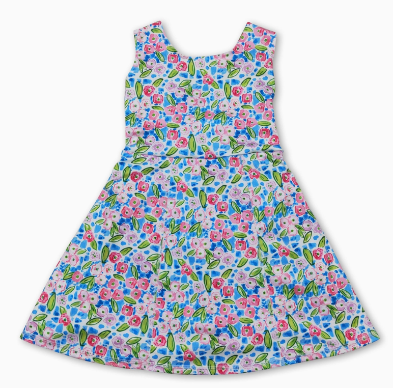 Blue Floral Girls Athletic Dress