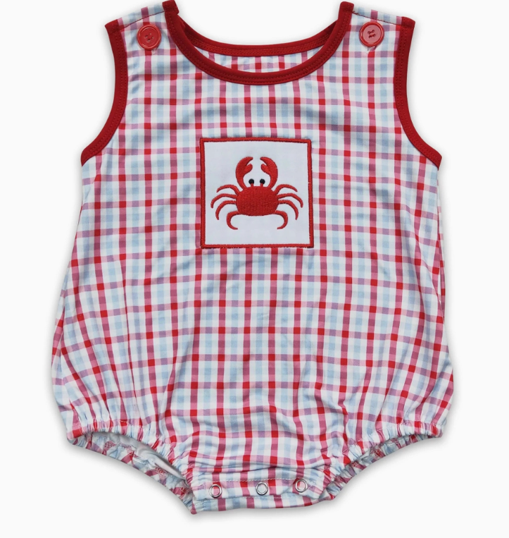 Plaid Crab Boy Romper