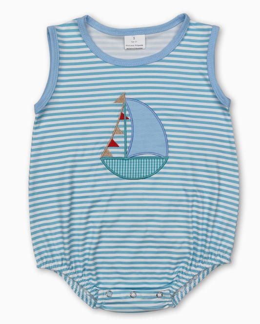 Stripe Boat Boy Romper