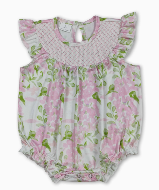 Smocked Pink Floral Romper