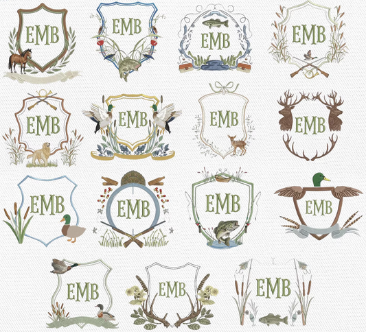 Fishing and Hunting Crest Embroidery Bundle