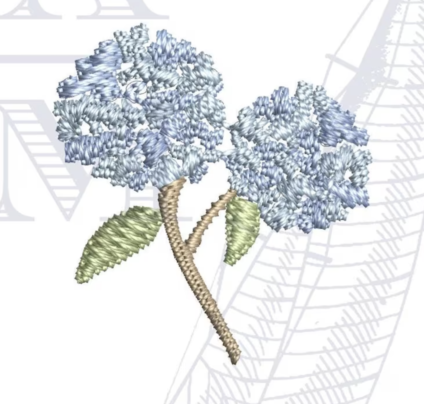 Mini hydrangea embroidery design