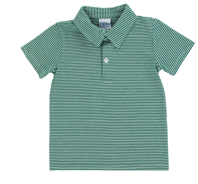 Kelly Green Stripe Knit Polo